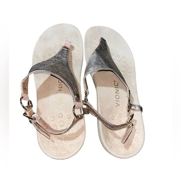 Vionic Kirra Rose Gold Metallic Comfort Sandals Size 9 - Picture 3 of 5